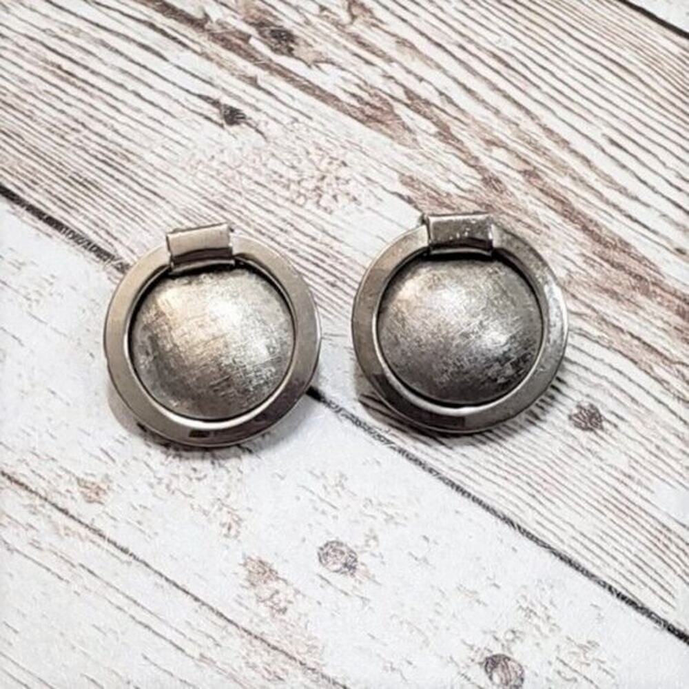 Vintage Clip On Earrings - Silver Tone with Chunky Halo